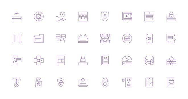 Data Security Icon Collection with 32 Thin Line Designs Web and App Icon Pack Collection vector