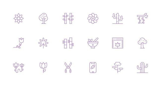 Botanical Icon Set with 18 Minimal Line Graphics Editable Icon Collection vector