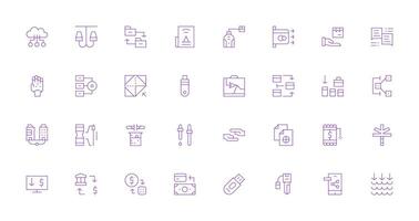 transferir presentando 32 íconos en Delgado línea diseño general utilizar icono paquete vector