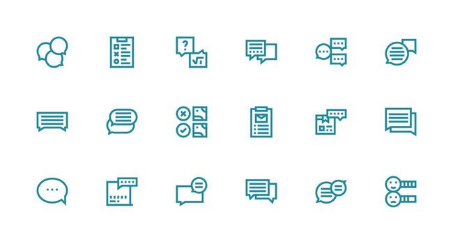 18 Strong Stroke Line Icons for Feedback Form Graphics Icon Pack for UI vector