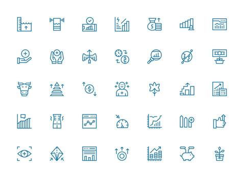 Increase Visual Pack containing 35 Regular Clean Line Icons Icon Pack for UI vector