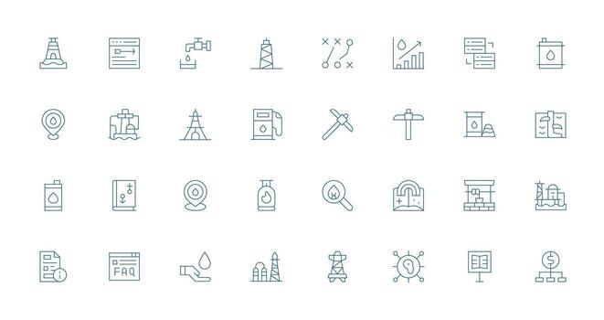 32 Thin Line Vectors for Resource Theme Functional Icon Series