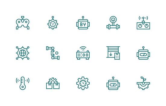 Automation featuring 15 Icons in Regular Line Design General Use Icon Pack vector