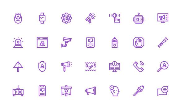 Alert Set with 28 Bold Line Icons Dashboard Icon Series vector