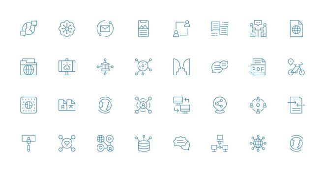 Sharing Visual Pack containing 32 Thin Line Icons Multi-Style Icon Collection vector