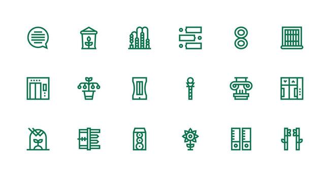 Vertical Design Icons featuring 18 in Strong Stroke Line Style User Interface Icons for Digital Products vector