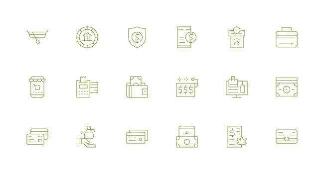 18 Icons for Payment in Minimal Line Format Complete Icon Set for Mobile Apps vector