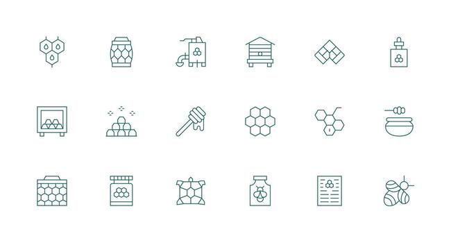 mínimo línea estilo panal íconos con 18 vectores multi-estilo icono colección