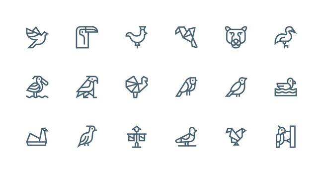 18 Strong Stroke Line Style Icons from Bird Collection Web and App Icon Pack Collection vector