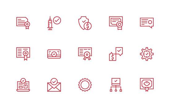 Approved Icon Set with 15 Regular Line Graphics Essential Icons for Rapid UI Building vector