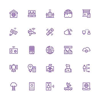 remoto icono conjunto con 25 medio carrera contorno gráficos listo para la interfaz de usuario icono colección vector