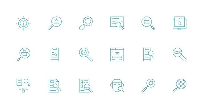 Lookup Set with 18 Minimal Line Icons Fully Editable Icon Set for Web vector