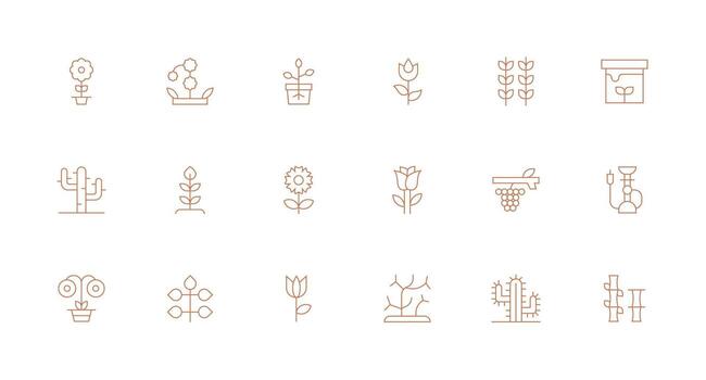 18 Icons for Stem in Minimal Line Format General Use Icon Pack vector