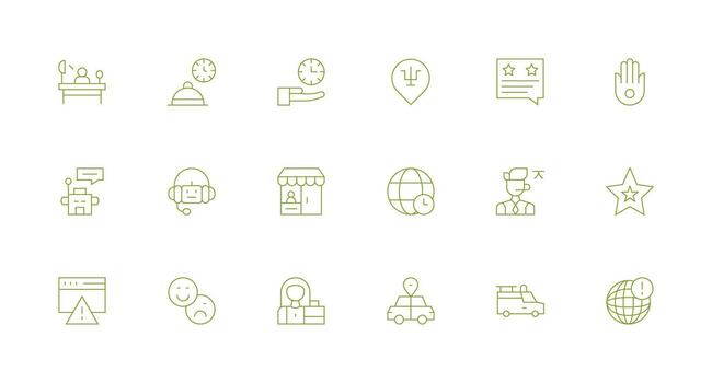 18 Icons for Service in Minimal Line Format Lightweight Icon Series vector