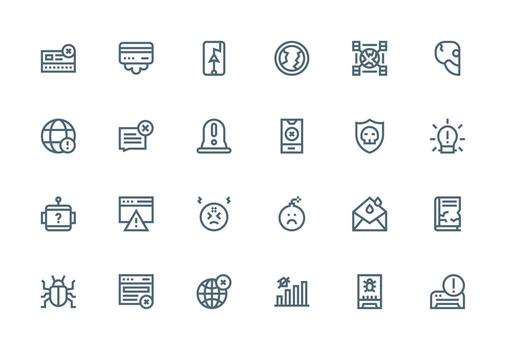 Error Set with 24 Thick Line Line Icons Essential Icon Set for Teams vector