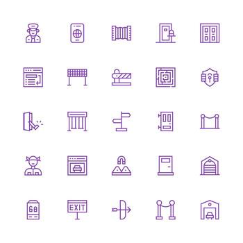 salida diseño íconos presentando 25 en medio carrera contorno estilo íconos construido para visual consistencia paquete vector