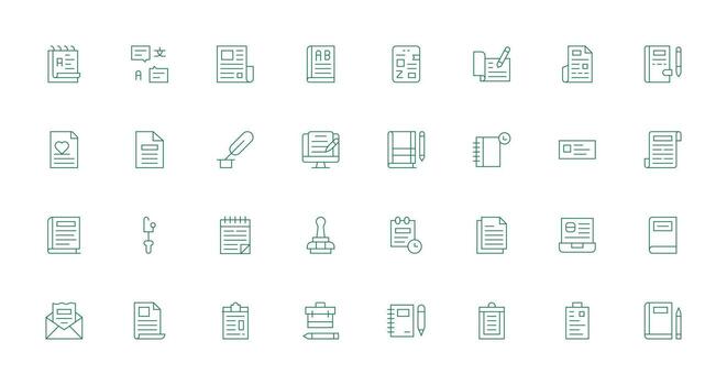 32 Icons for Memo in Thin Line Format Glyph Icon Series vector