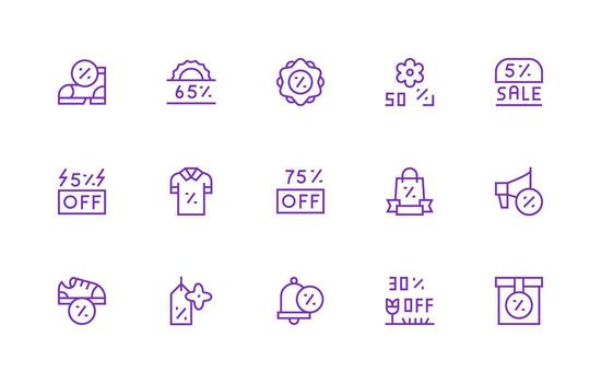 Regular Line Icons from Price Reduction Set with 15 Vectors Standard Icon Pack
