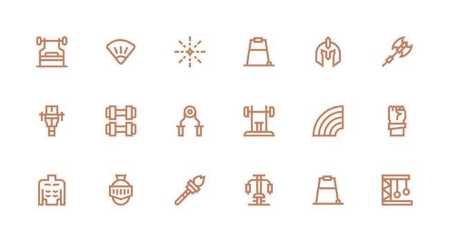 Strong Stroke Line Style Strength Icons with 18 Vectors Clean Icon Collection for Web Use