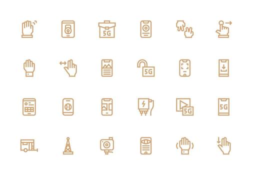 Mobile Design Icons featuring 24 in Thick Line Line Style Icons Built for Visual Consistency Pack vector