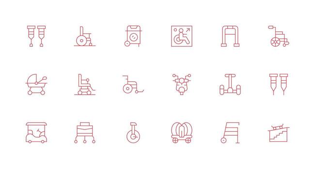 Minimal Line Style Mobility Icons with 18 Vectors Customizable Icon Series for Mobile Screens