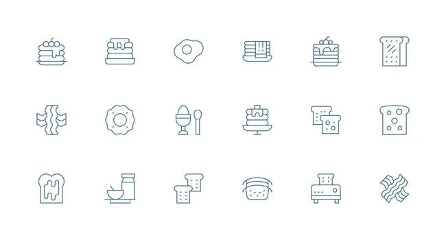 Minimal Line Icons from Morning Meal Set with 18 Vectors UI Icon Set
