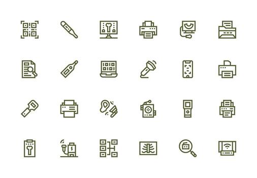 24 Thick Line Line Style Icons from Scan Collection Sharp Icons for Presentations vector