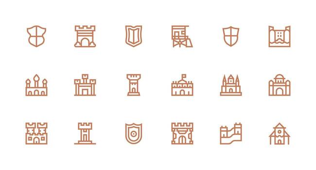 castillo visual paquete conteniendo 18 fuerte carrera línea íconos sencillo íconos para interfaz y wireframes vector