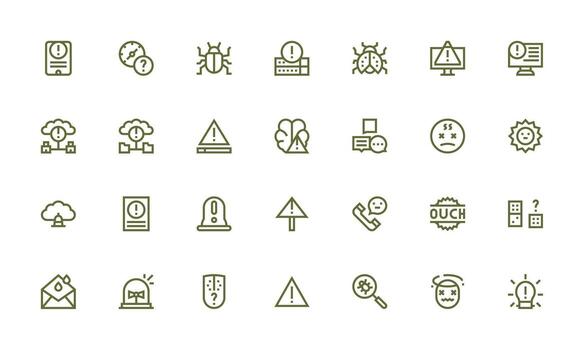 Issue Icon Set with 28 Bold Line Graphics Modern Line and Glyph Icon Series vector