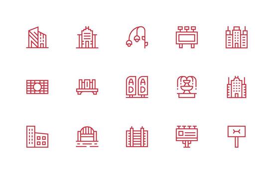 15 regular línea íconos para urbano diseño gráficos limpiar icono conjunto icono paquete para ui proyectos vector