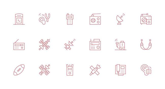 Minimal Line Style Receiver Icons with 18 Vectors Simple Icon Pack