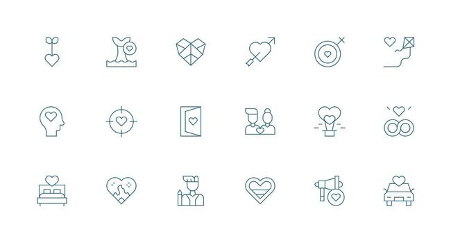Passion Design Icons featuring 18 in Minimal Line Style Functional Icon Series vector