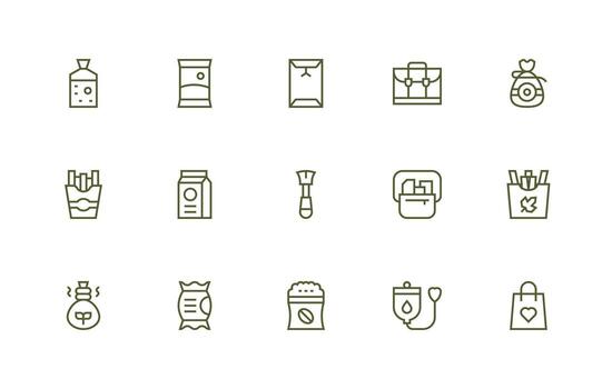 Bag Set with 15 Regular Line Icons Icons Built for Visual Consistency Pack vector