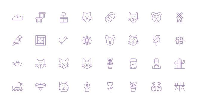 sencillo diseño incluso 32 Delgado línea ilustraciones icono conjunto para web vector