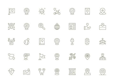 35 Light Line Designs for Gps Icons Flexible Icon System for Web Interfaces vector