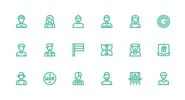 Identity featuring 18 Icons in Strong Stroke Line Design Full Icon Library for UI Designers vector