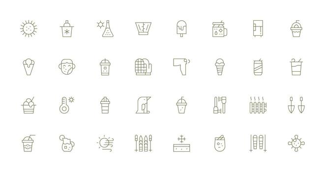 Thin Line Icons from Cold Set with 32 Vectors Reusable Icon Set