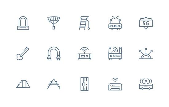 15 Regular Line Icons for Access Point Graphics Flat Icon Set vector
