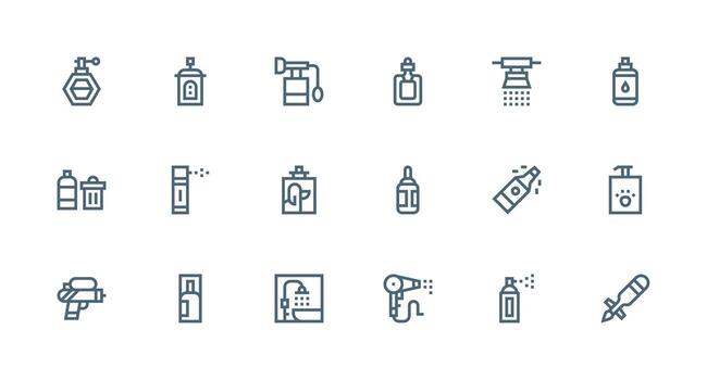 rociar icono conjunto con 18 fuerte carrera línea gráficos inteligente icono colección vector