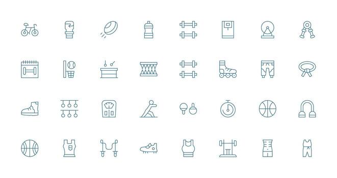 32 Thin Line Icons for Exercise Graphics Minimal Icon Set for Interface Projects vector