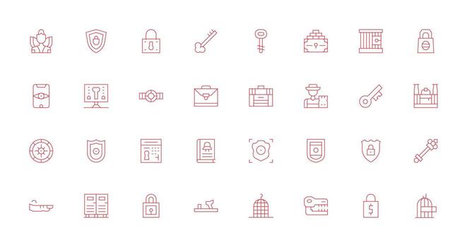 Lock Design Icons featuring 32 in Thin Line Style Neat Icon Set vector