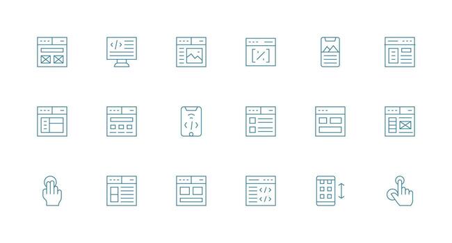 18 Icons for Responsive in Minimal Line Format Icon Collection Set vector