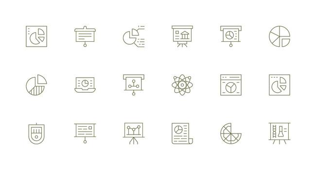 infografía presentando 18 íconos en mínimo línea diseño píxel Perfecto íconos para moderno aplicaciones vector