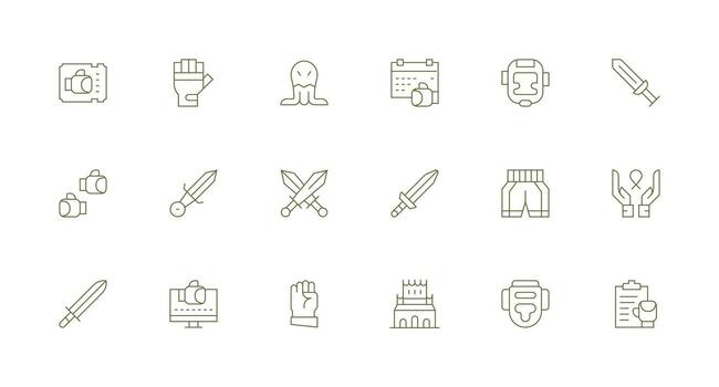 Minimal Line Icons from Fight Set with 18 Vectors Essential Icons for Rapid UI Building