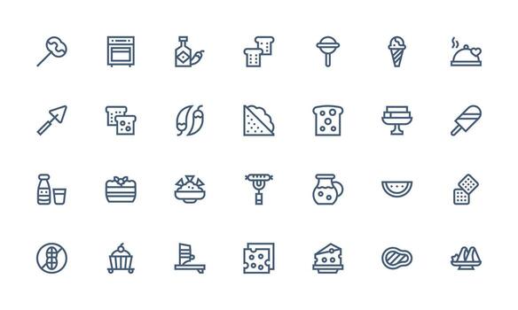 28 Icons for Food in Bold Line Format Essential Icons for Rapid UI Building vector