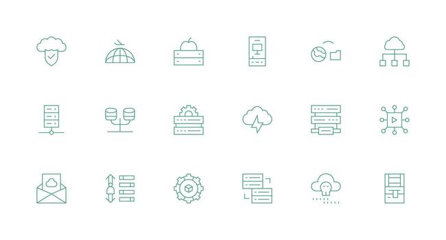 Minimal Line Style Server Icons with 18 Vectors Balanced Icon Set for Functional Design