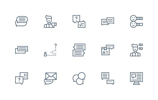 Feedback Form Icon Collection with 15 Regular Line Designs Complete Icon Bundle for Web Design vector