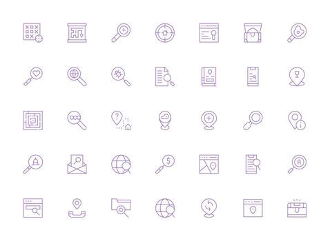 Find Set with 35 Light Line Icons UI-Ready Icon Collection vector
