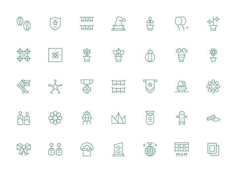 Decoration Design Icons featuring 35 in Light Line Style Sharp Icons for Presentations vector