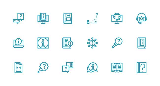 18 Strong Stroke Line Vectors for Faq Theme Dashboard Icon Series